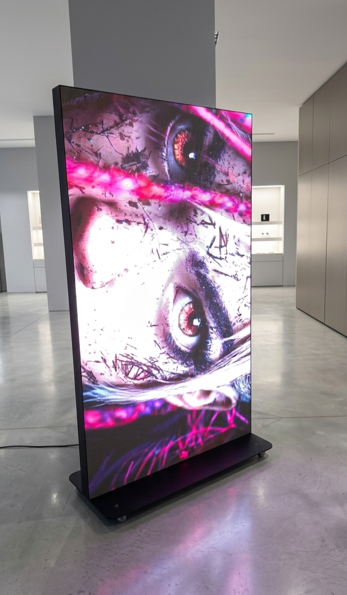LED MEGAWALL Großer LED-Plakatständer mit Rollen