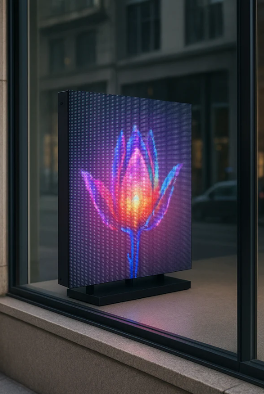Ekran LED do witryny SPARK SERIES do stron nasłonecznionych o wysokim nasłonecznieniu